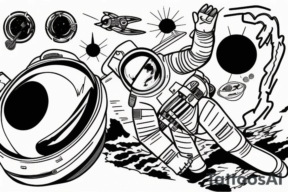 quasar retracting everything, foreground astronaut tattoo idea