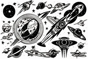 quasar retracting everything, foreground astronaut tattoo idea