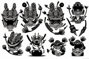 Black frog with samurai armor tattoo idea