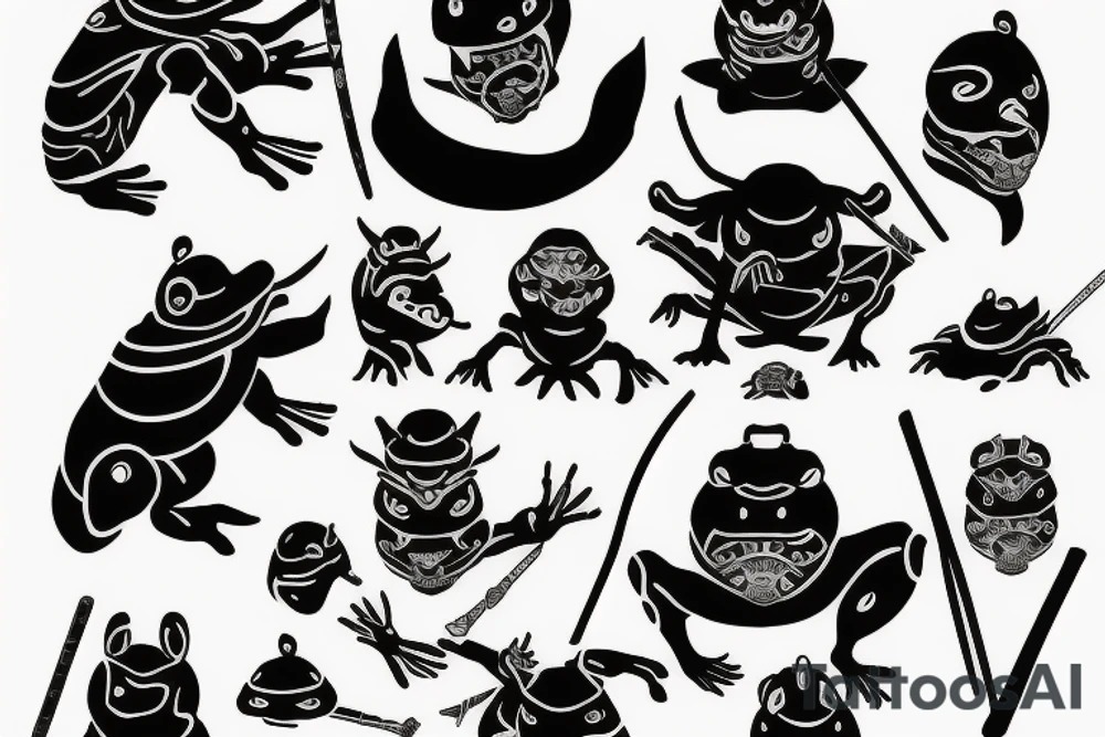 Black frog with samurai armor tattoo idea