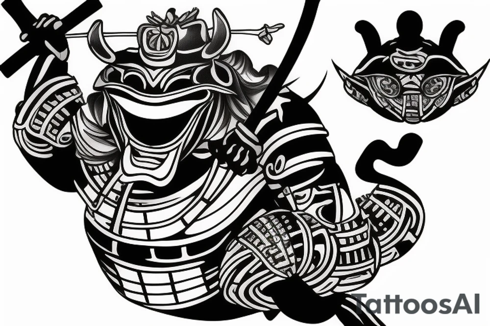 Black frog with samurai armor tattoo idea