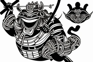 Black frog with samurai armor tattoo idea