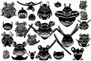 Black frog with samurai armor tattoo idea