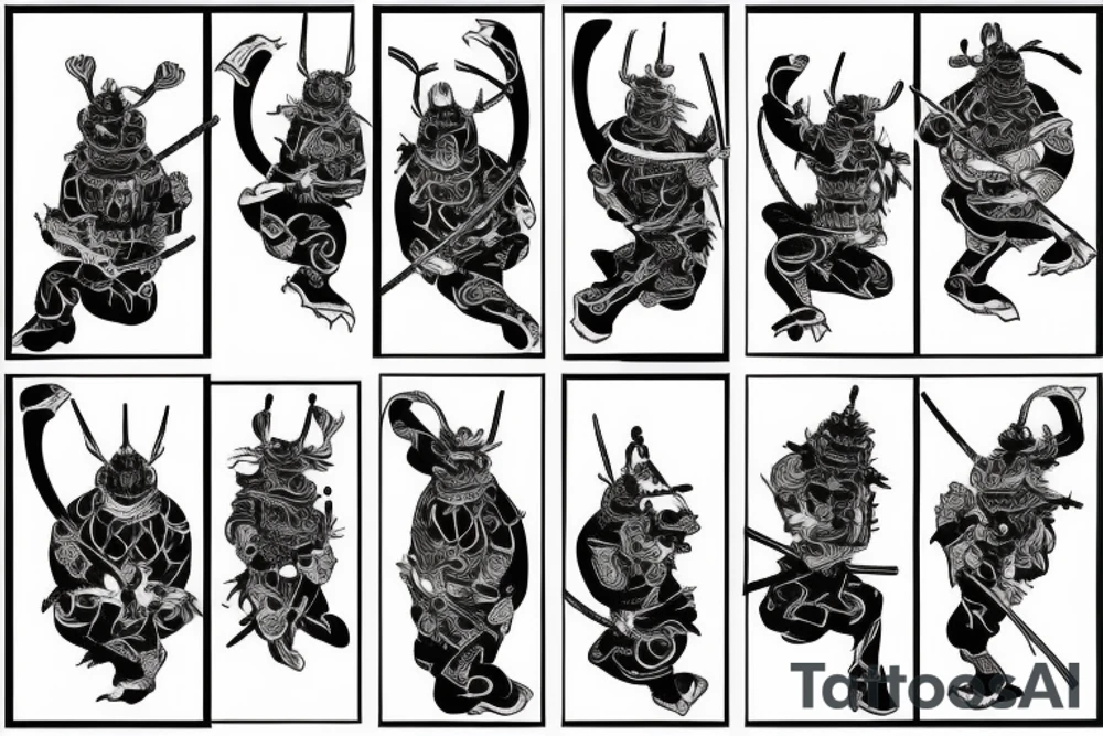 Black frog with samurai armor tattoo idea