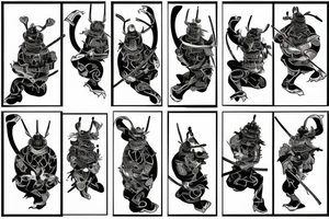 Black frog with samurai armor tattoo idea