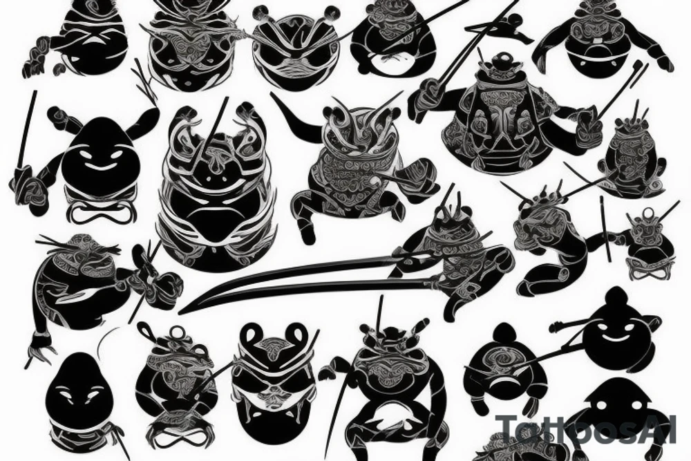 Black frog with samurai armor tattoo idea