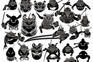 Black frog with samurai armor tattoo idea