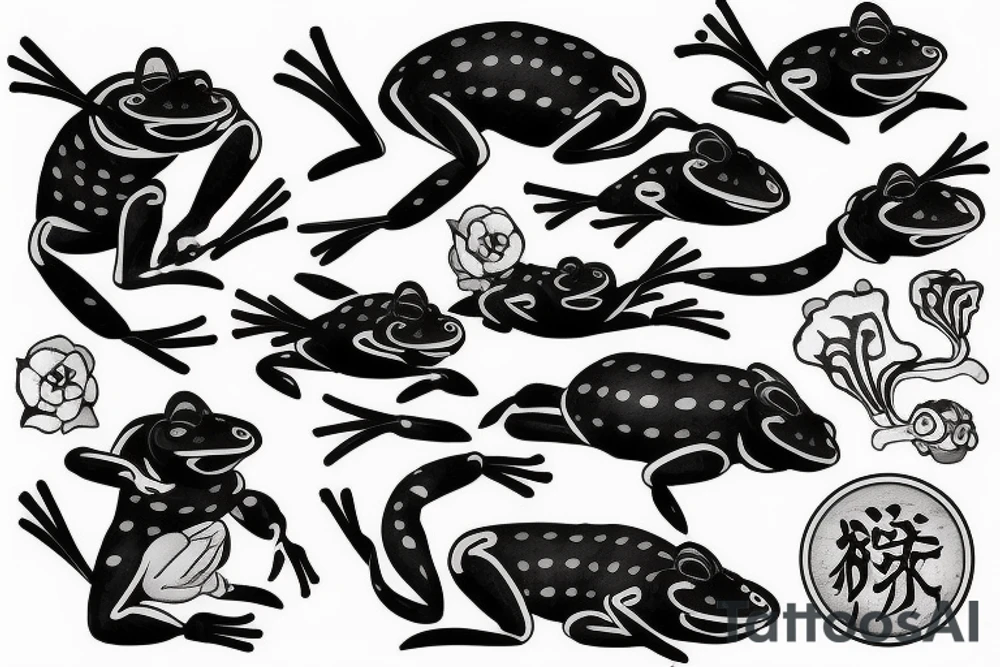 Black frog with samurai armor tattoo idea