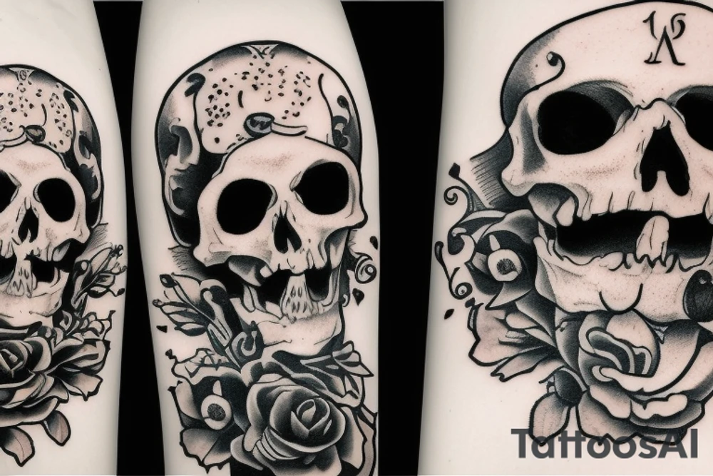 Spade with scull on centre tattoo idea