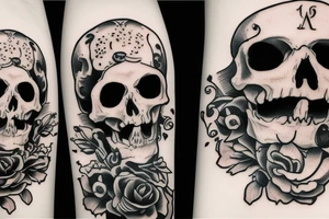 Spade with scull on centre tattoo idea