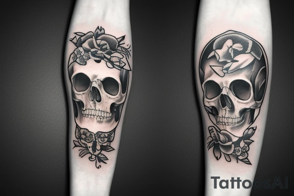 Spade with scull on centre tattoo idea