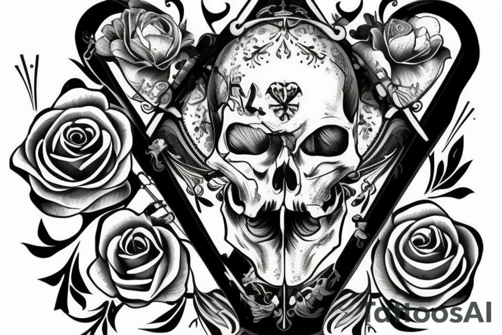 Spade with scull on centre tattoo idea