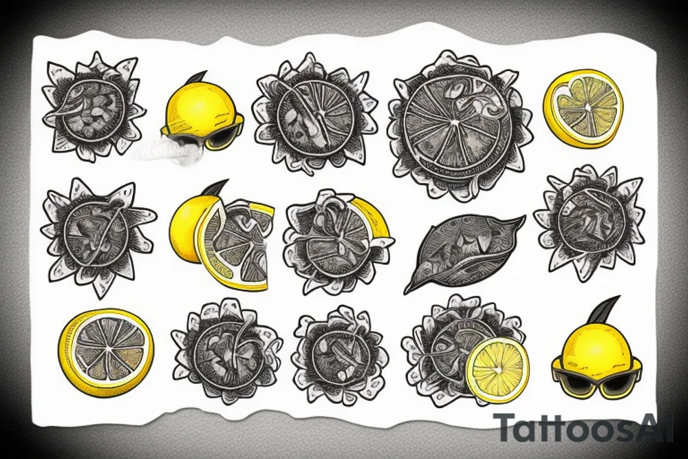 lemon with hundred dollar bills tattoo idea