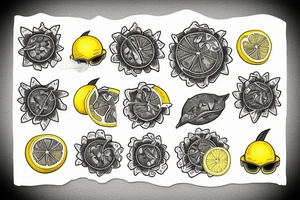lemon with hundred dollar bills tattoo idea