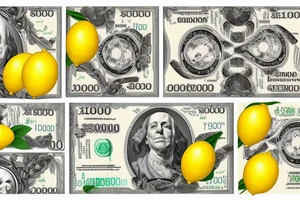 lemon with sheets of hundred dollar bills tattoo idea