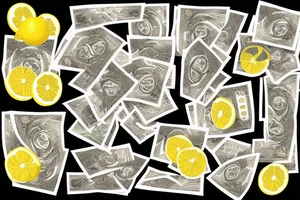 lemon with sheets of hundred dollar bills tattoo idea