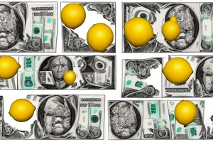 lemon with sheets of hundred dollar bills tattoo idea