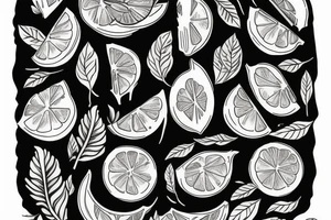 lemon with leaves tattoo idea