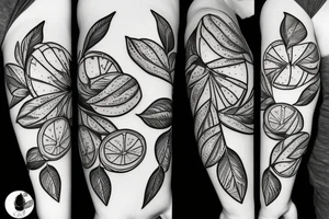 lemon with dolara leaves tattoo idea