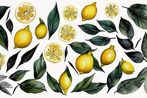 lemon with dolara leaves tattoo idea