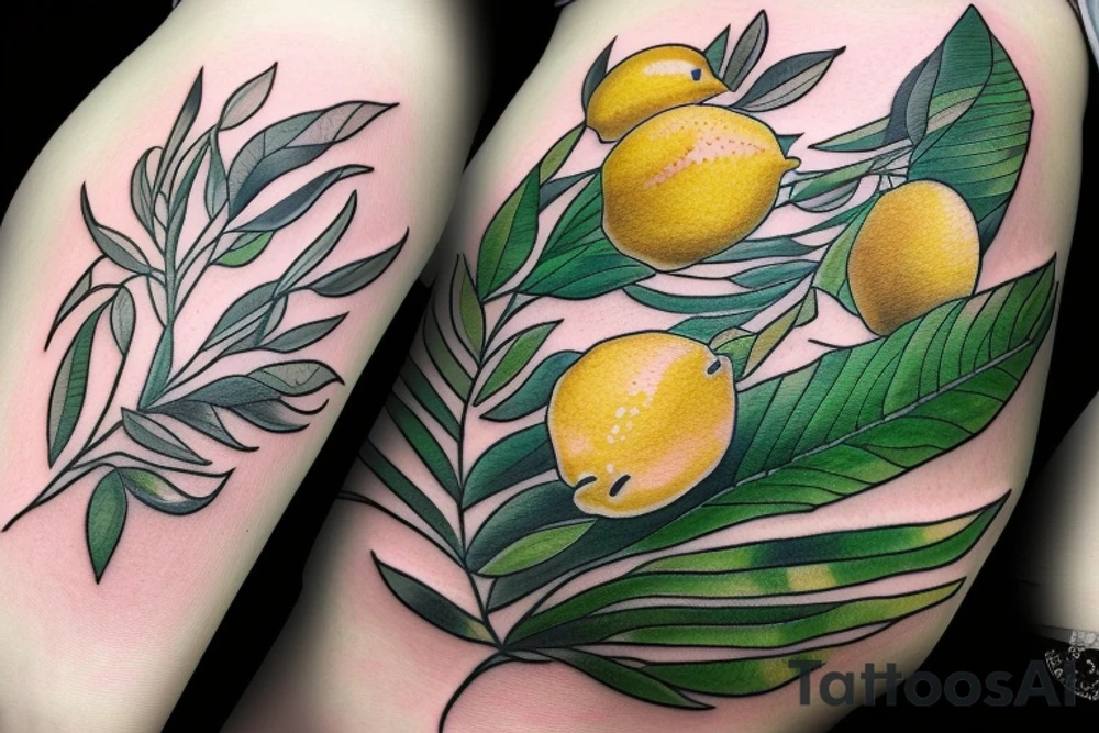 lemon with leaves one hundred dollars tattoo idea