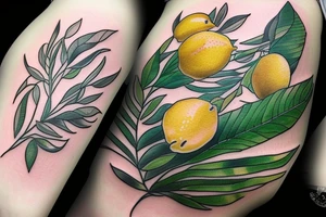 lemon with leaves one hundred dollars tattoo idea