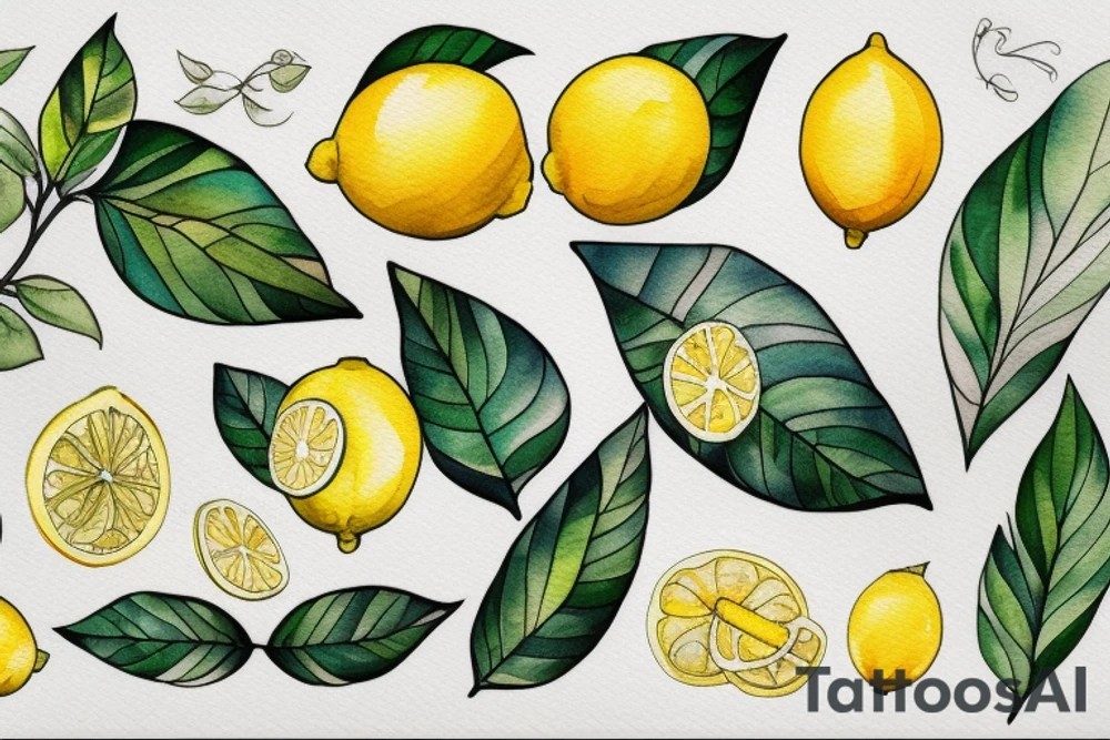 lemon with leaves one hundred dollars tattoo idea