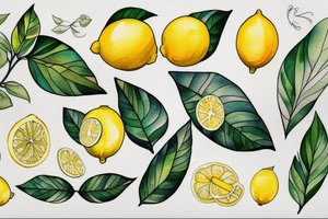 lemon with leaves one hundred dollars tattoo idea