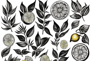 lemon with leaves one hundred dollars tattoo idea