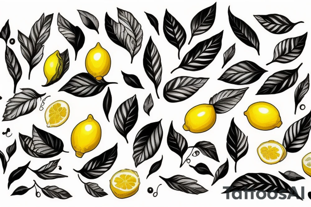lemon with leaves one hundred dollars tattoo idea