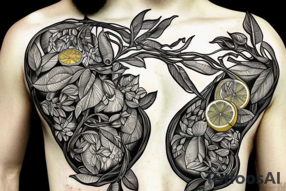 lemon with leaves one hundred dollars tattoo idea