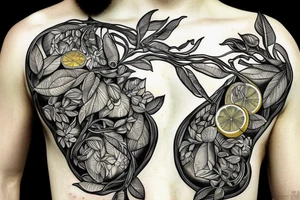 lemon with leaves one hundred dollars tattoo idea
