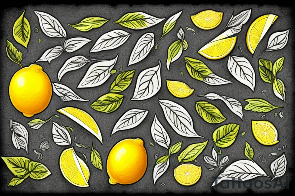 lemon with leaves one hundred dollars tattoo idea