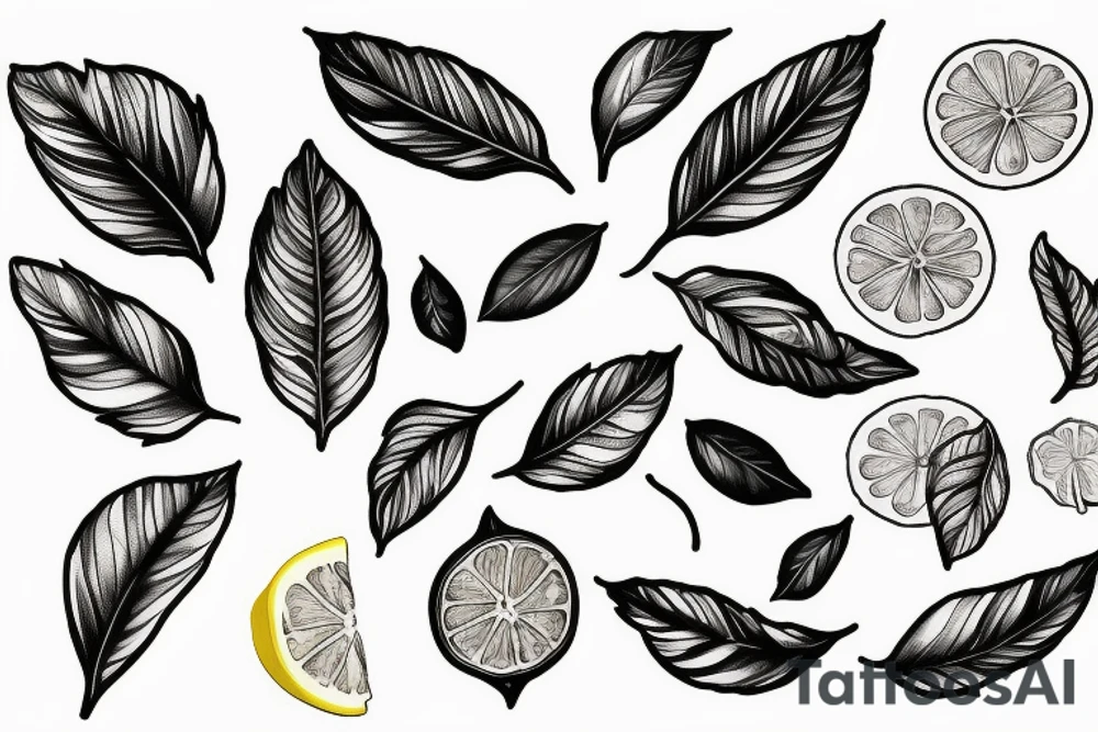 lemon with leaves one hundred dollars tattoo idea