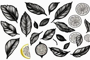 lemon with leaves one hundred dollars tattoo idea