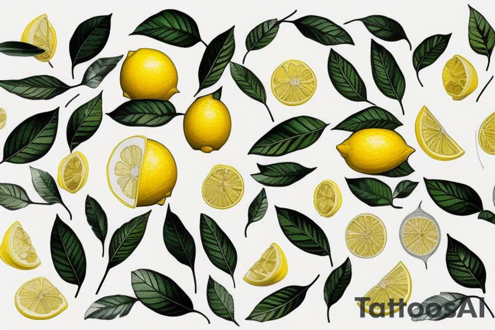 lemon with leaves one hundred dollars tattoo idea