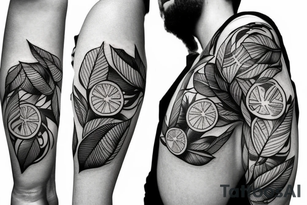 lemon with leaves one hundred dollars tattoo idea