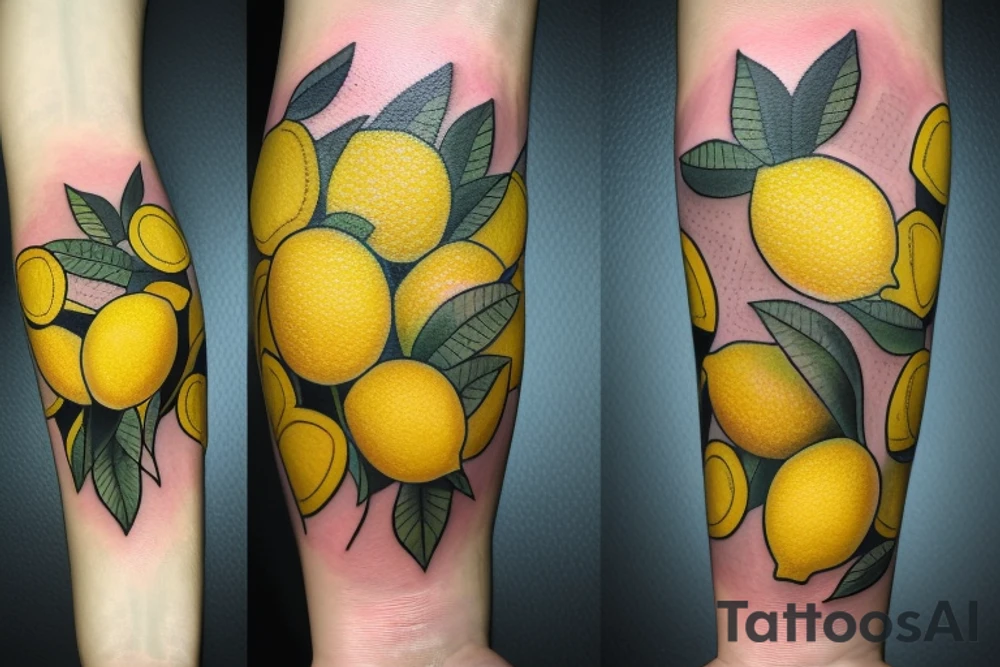lemon with leaves one hundred dollars tattoo idea
