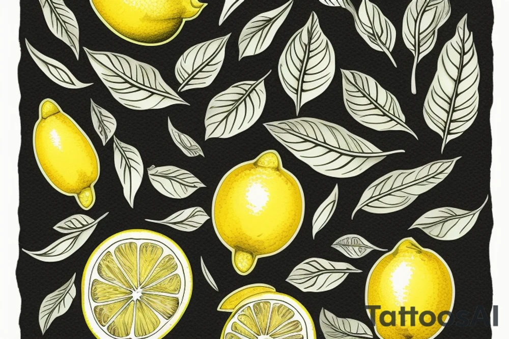 lemon with leaves one hundred dollars tattoo idea