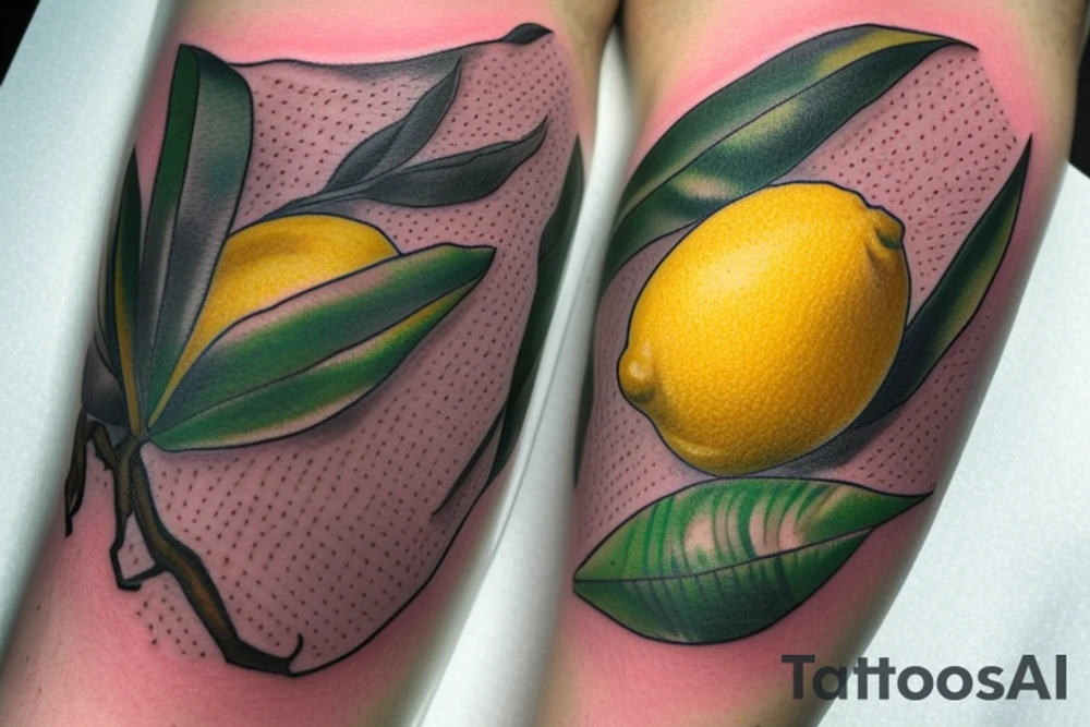 lemon with leaves one hundred dollars tattoo idea