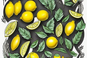lemon with leaves one hundred dollars tattoo idea