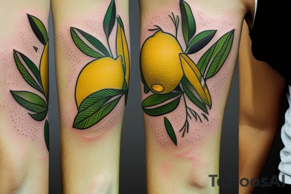 lemon with leaves one hundred dollars tattoo idea