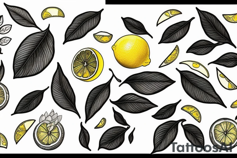 lemon with leaves one hundred dollars tattoo idea