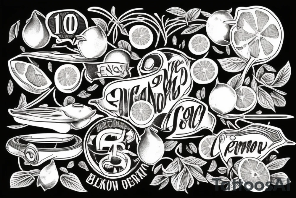 lemon with one hundred dollars tattoo idea