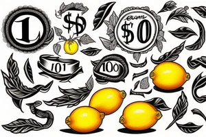 lemon with one hundred dollars tattoo idea