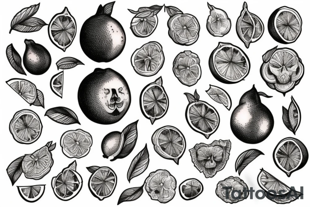 lemon with one hundred dollars tattoo idea