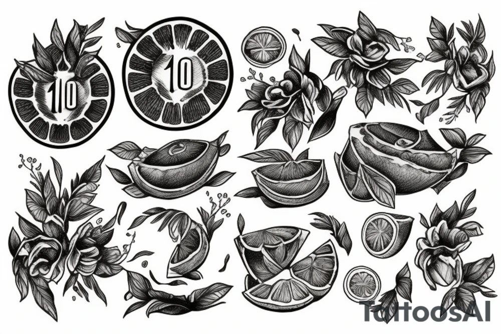 lemon with one hundred dollars tattoo idea