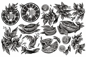 lemon with one hundred dollars tattoo idea