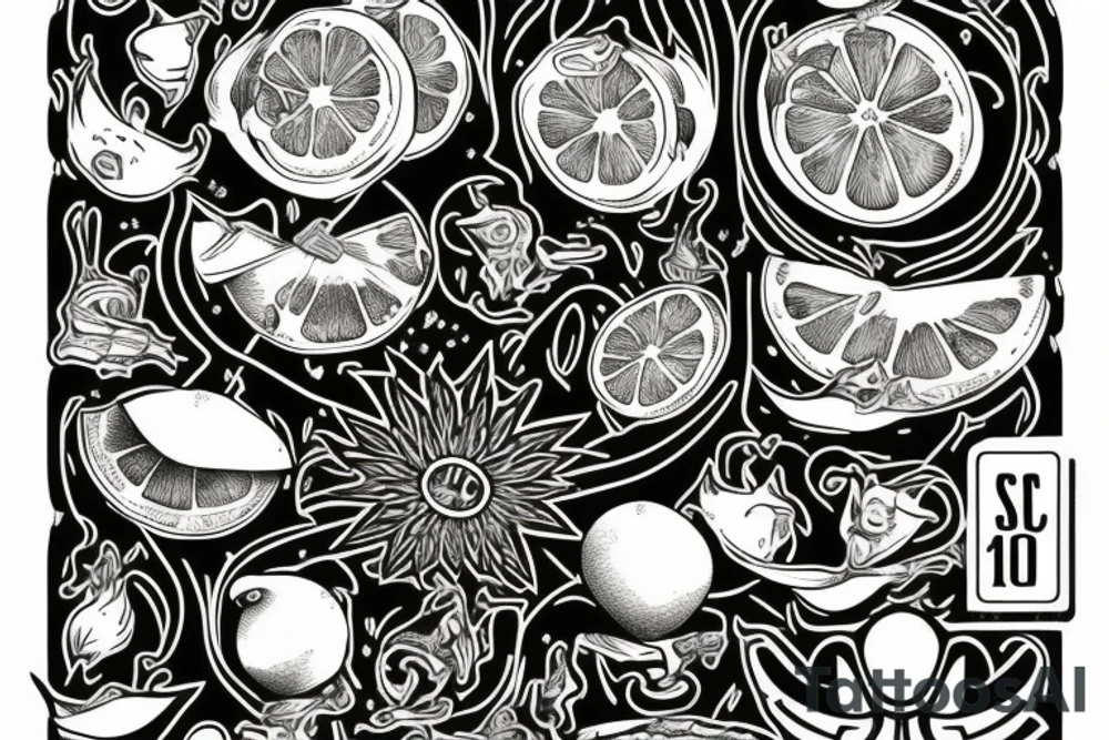 lemon with one hundred dollars tattoo idea