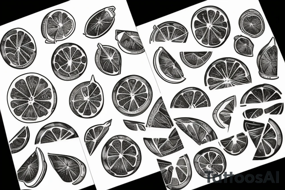 lemon with hundred dollar bills tattoo idea